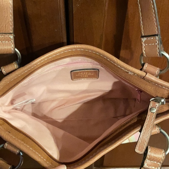 Fossil Striped Multi Colored Leather And Canvas Short Shoulder Bag - Picture 5 of 11